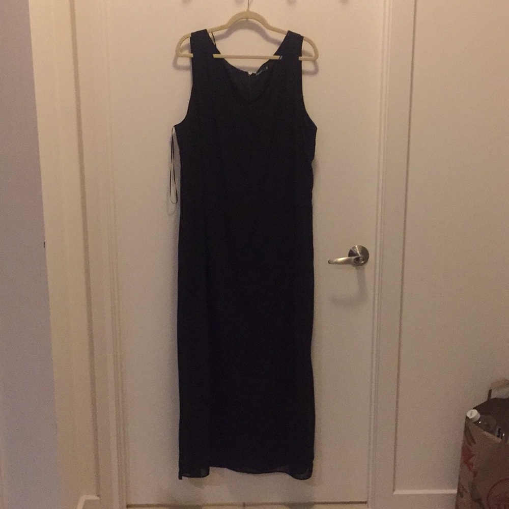 18W long black dress sheer overlay, black liner